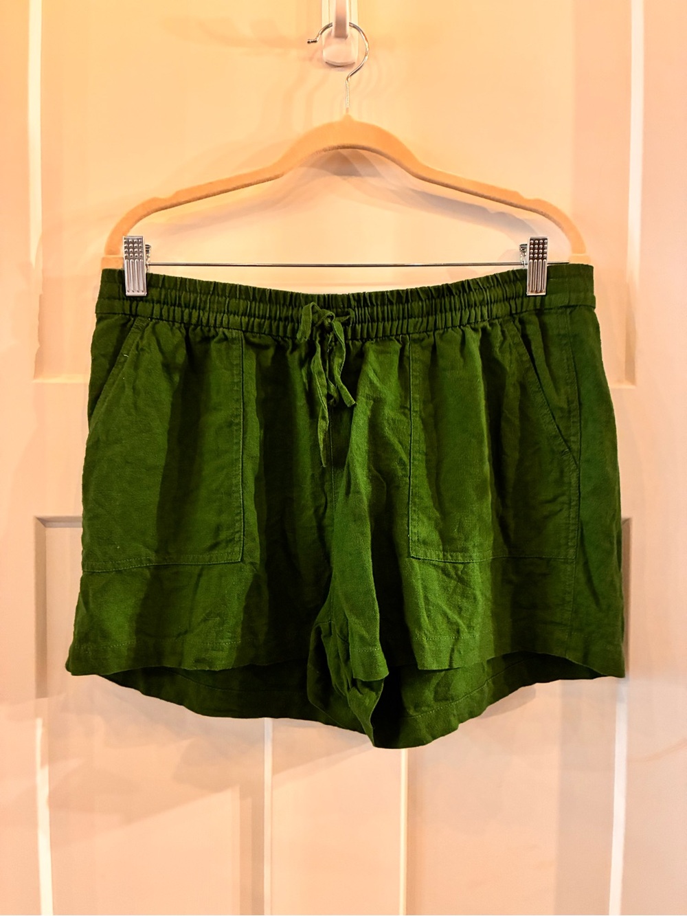 J. Crew Green Drawstring Linen-Blend Shorts